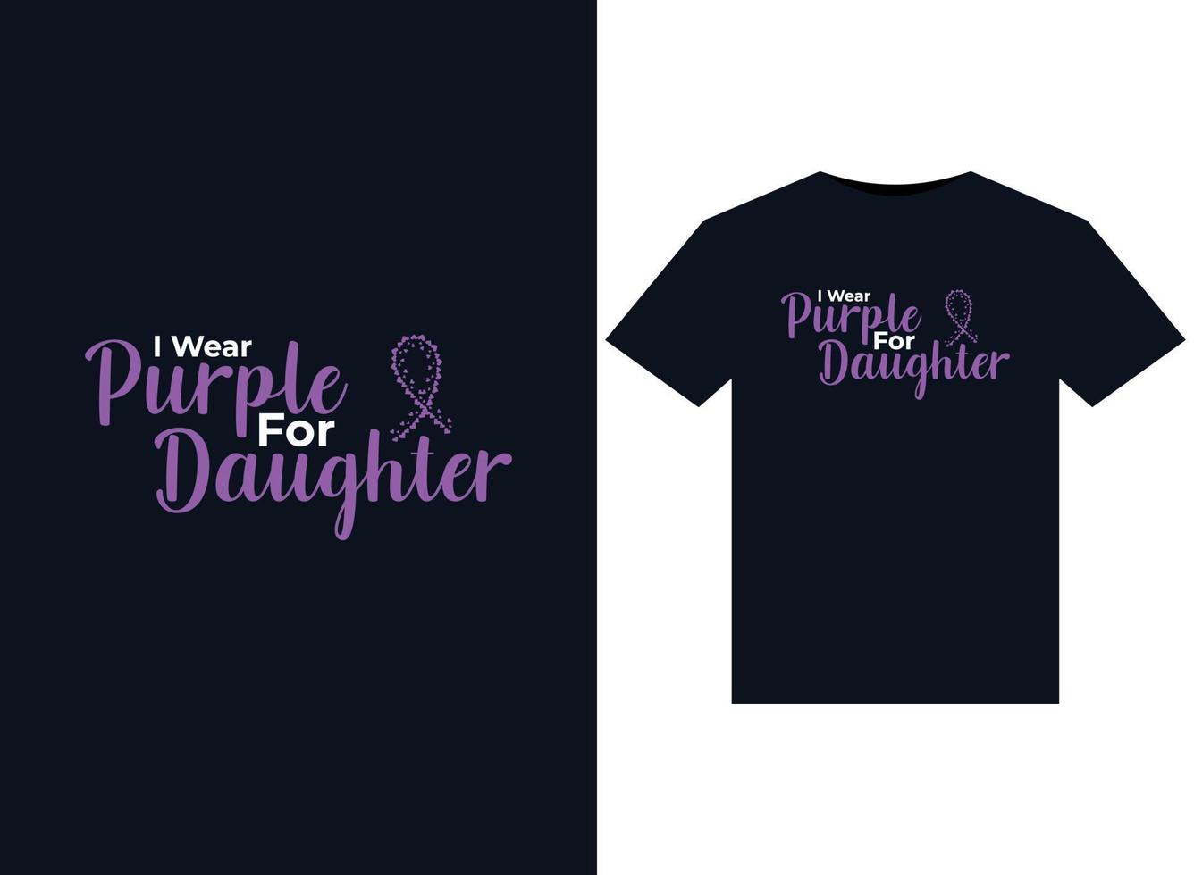 je porte du violet pour les illustrations de ma fille pour la conception de t-shirts prêts à imprimer vecteur