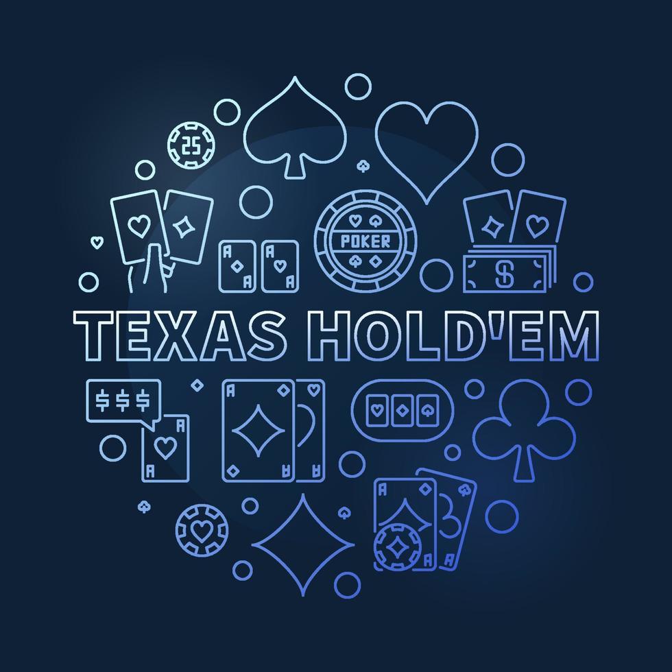 texas hold'em illustration de contour vectoriel bleu rond