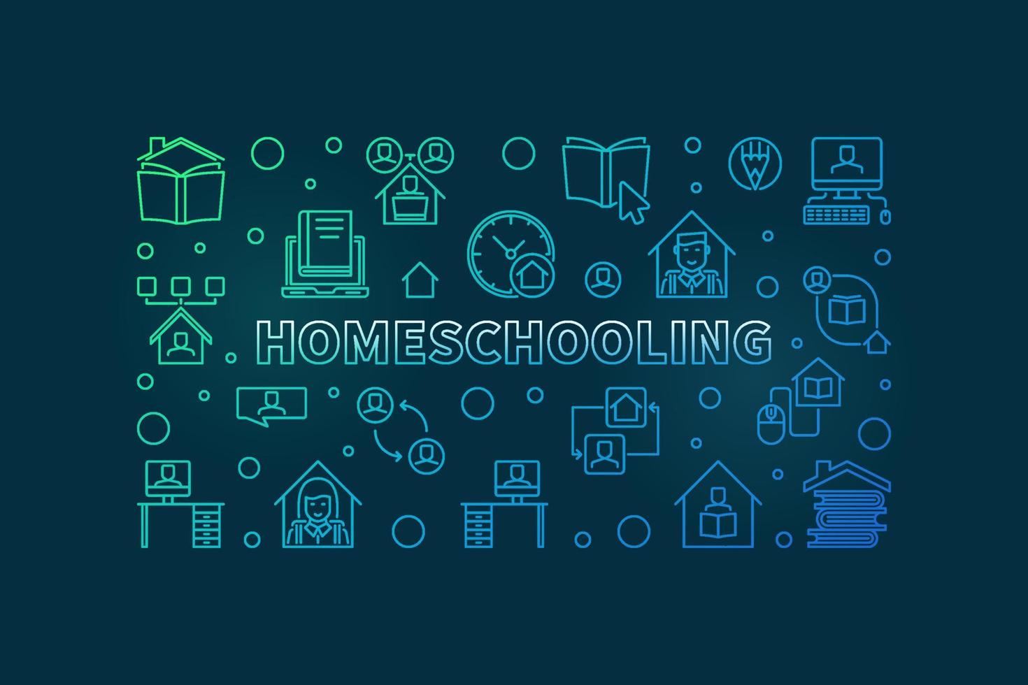 homeschooling vecteur éducation illustration linéaire colorée