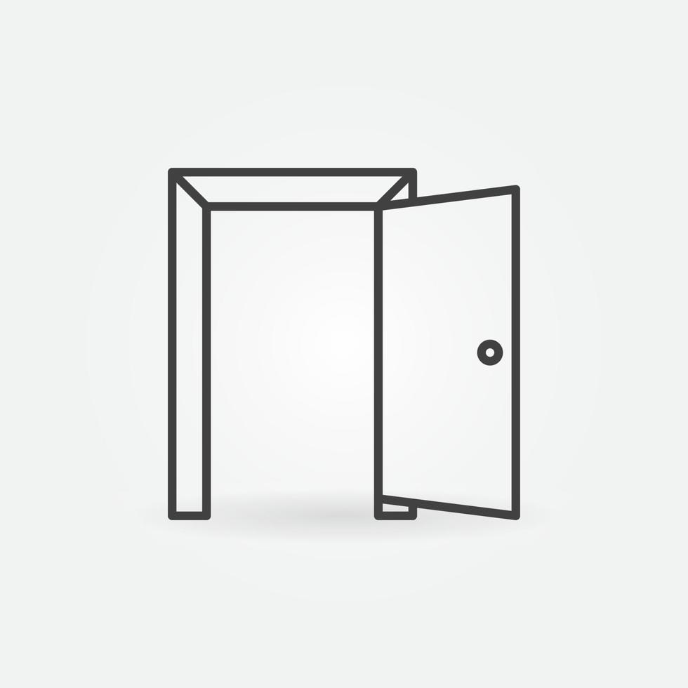 icône ou symbole de concept de fine ligne de vecteur de porte ouverte