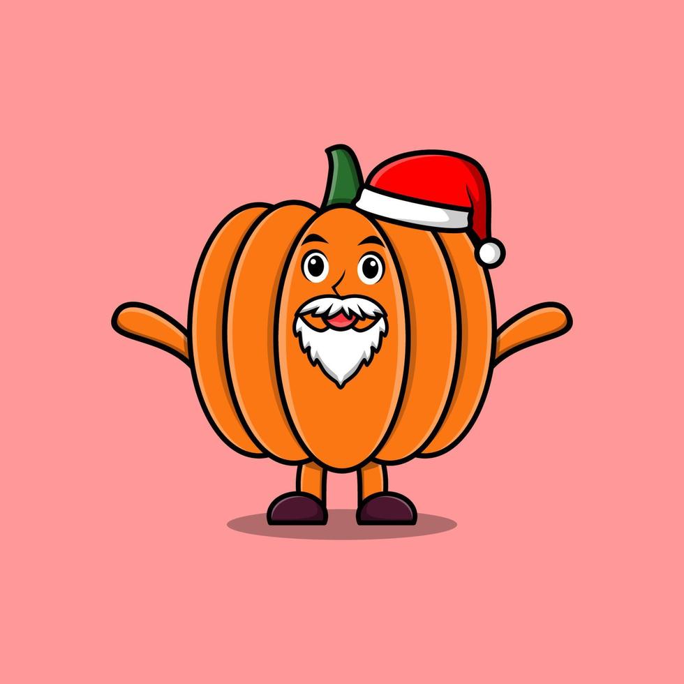 mignon, dessin animé, mascotte, citrouille, père noël, noël vecteur