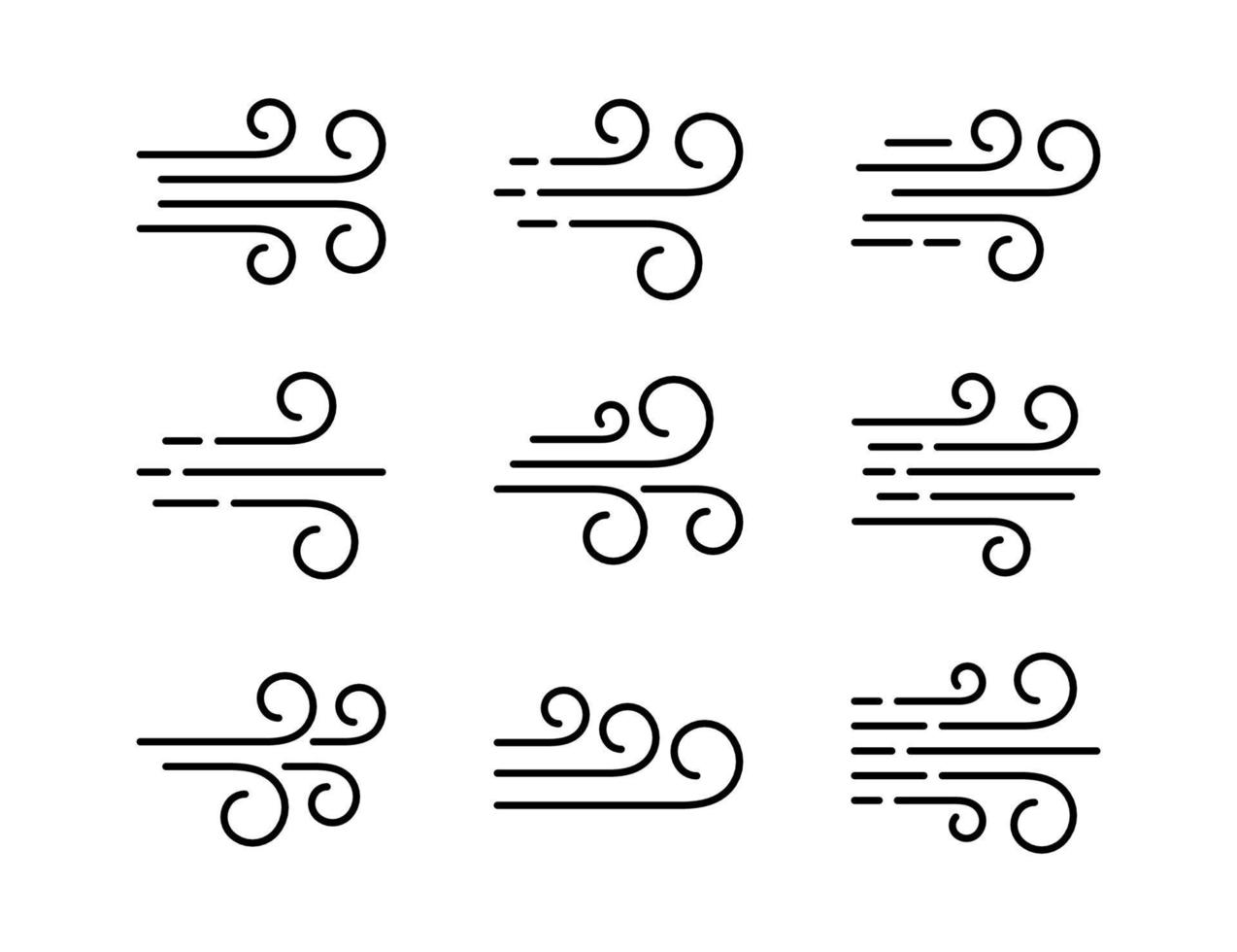 icône de ligne de coup de vent. signe plat de flux d'air. symbole du temps venteux. élément de conception web climatique. icône de ligne de boucle. illustration vectorielle isolée sur fond blanc. trait modifiable vecteur