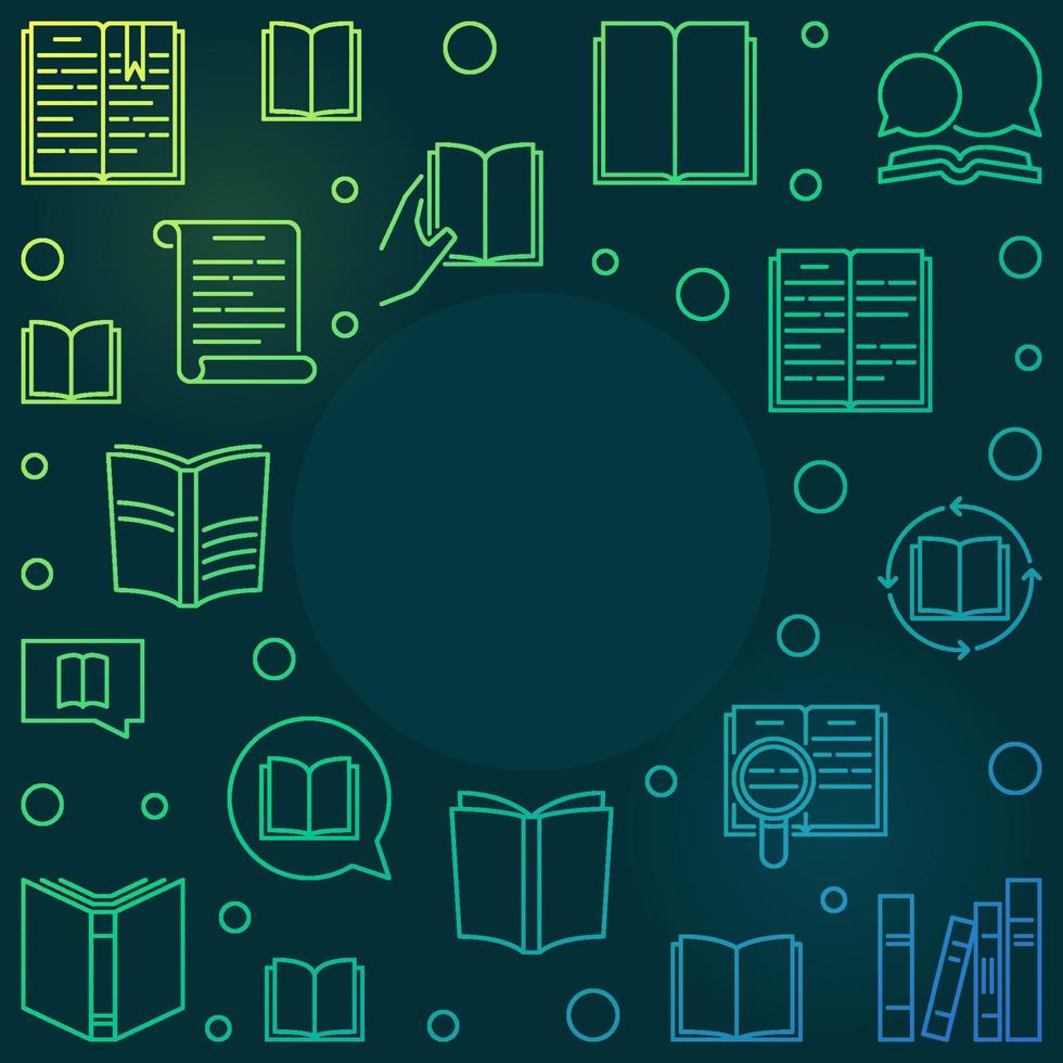 cadre coloré de contour de vecteur de livre. illustration de livres de lecture