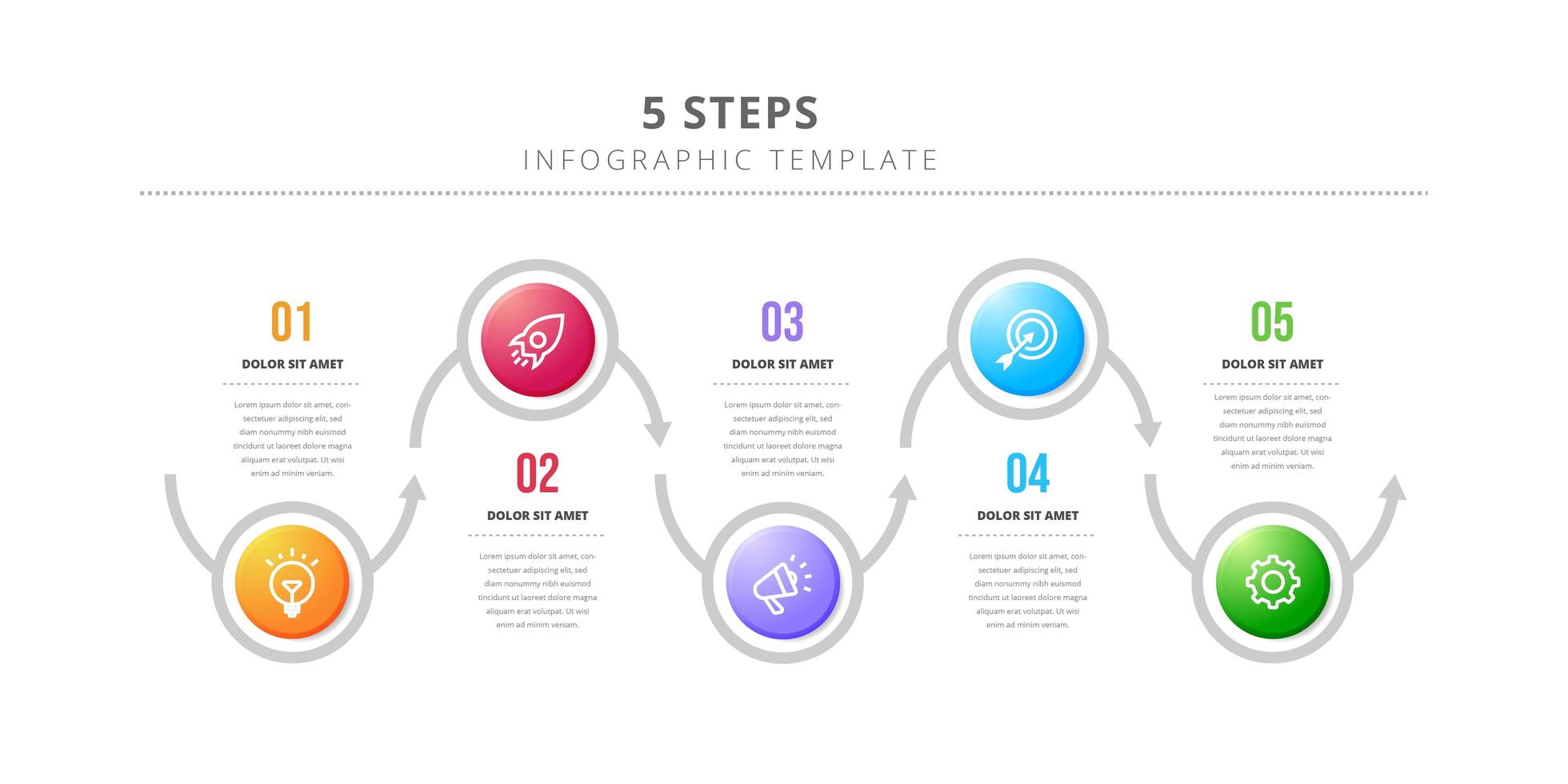 modèle de conception infographique de cercle avec 5 étapes vecteur