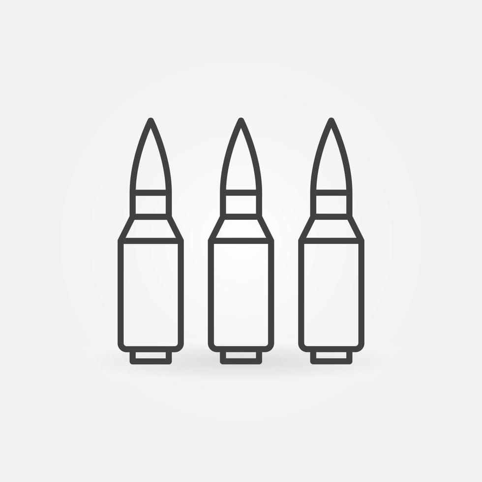 icône de contour de trois balles. symbole de vecteur de munitions