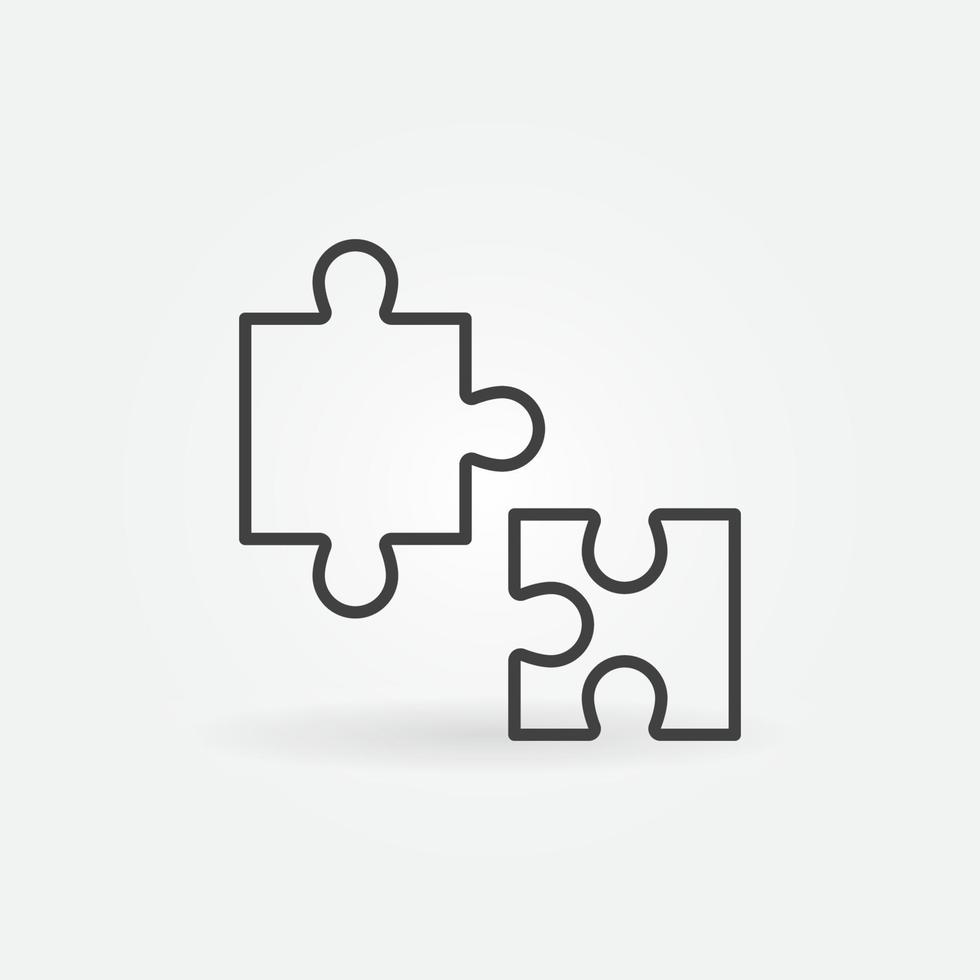 icône de contour de concept de vecteur de double pièce de puzzle