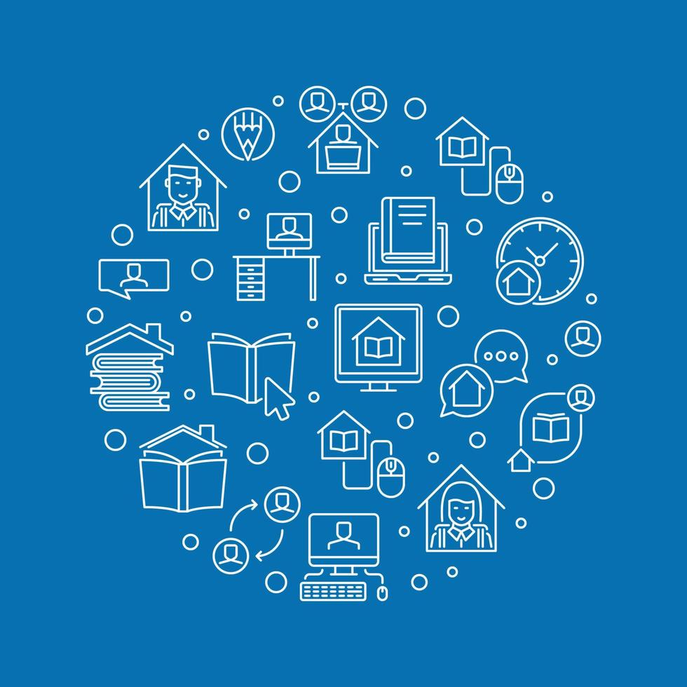 contour de concept de vecteur homeschooling illustration ronde