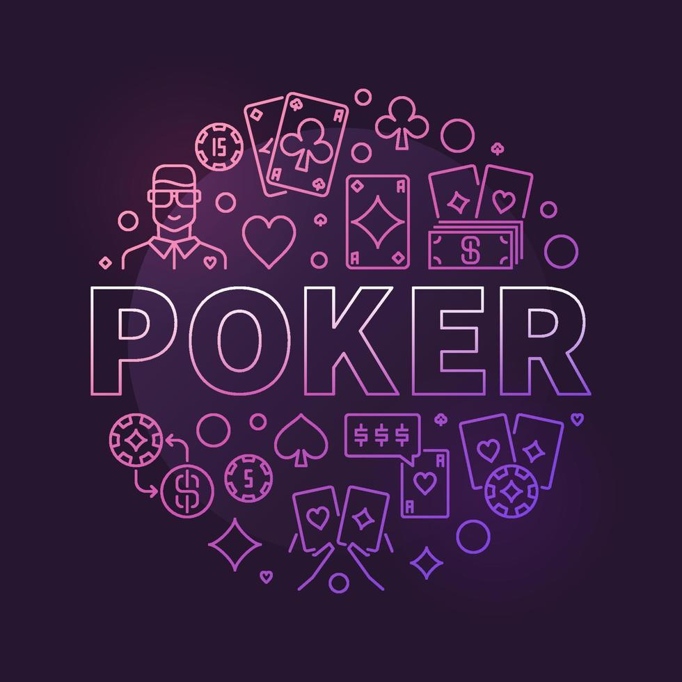 illustration de concept de ligne ronde colorée moderne de vecteur de poker