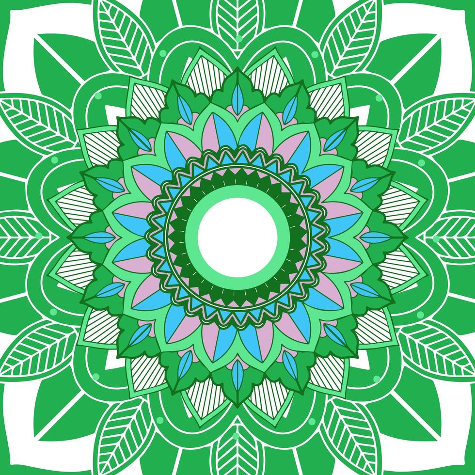 motif de mandala sur fond blanc, vert vecteur