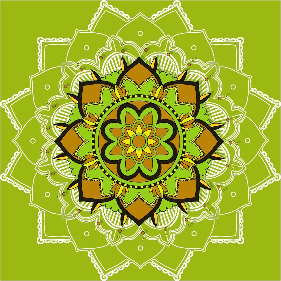 motif de mandala sur fond vert vecteur