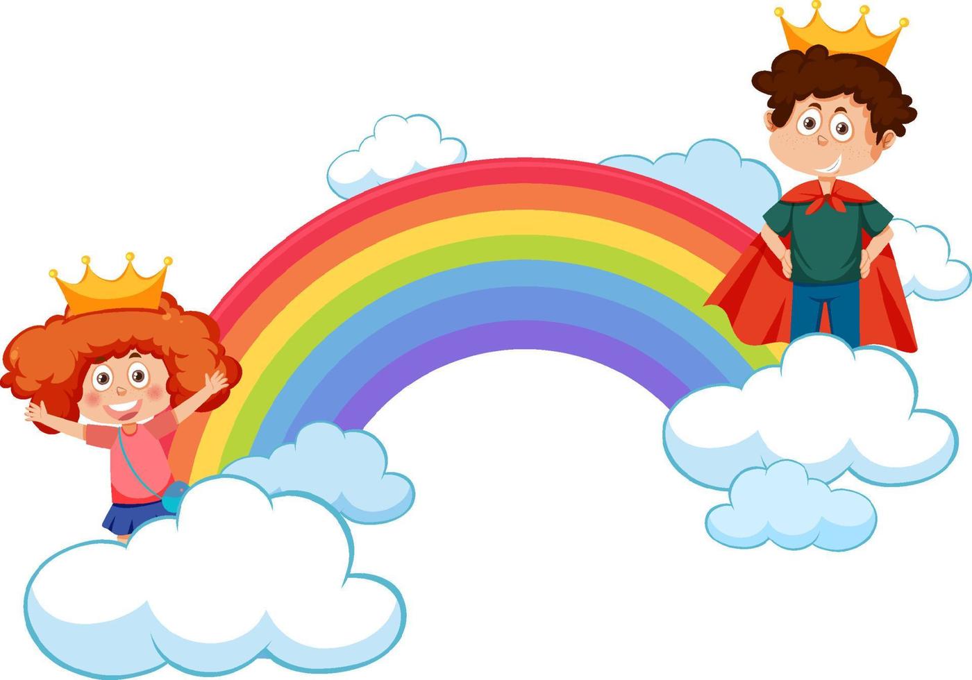 enfants heureux avec arc-en-ciel vecteur