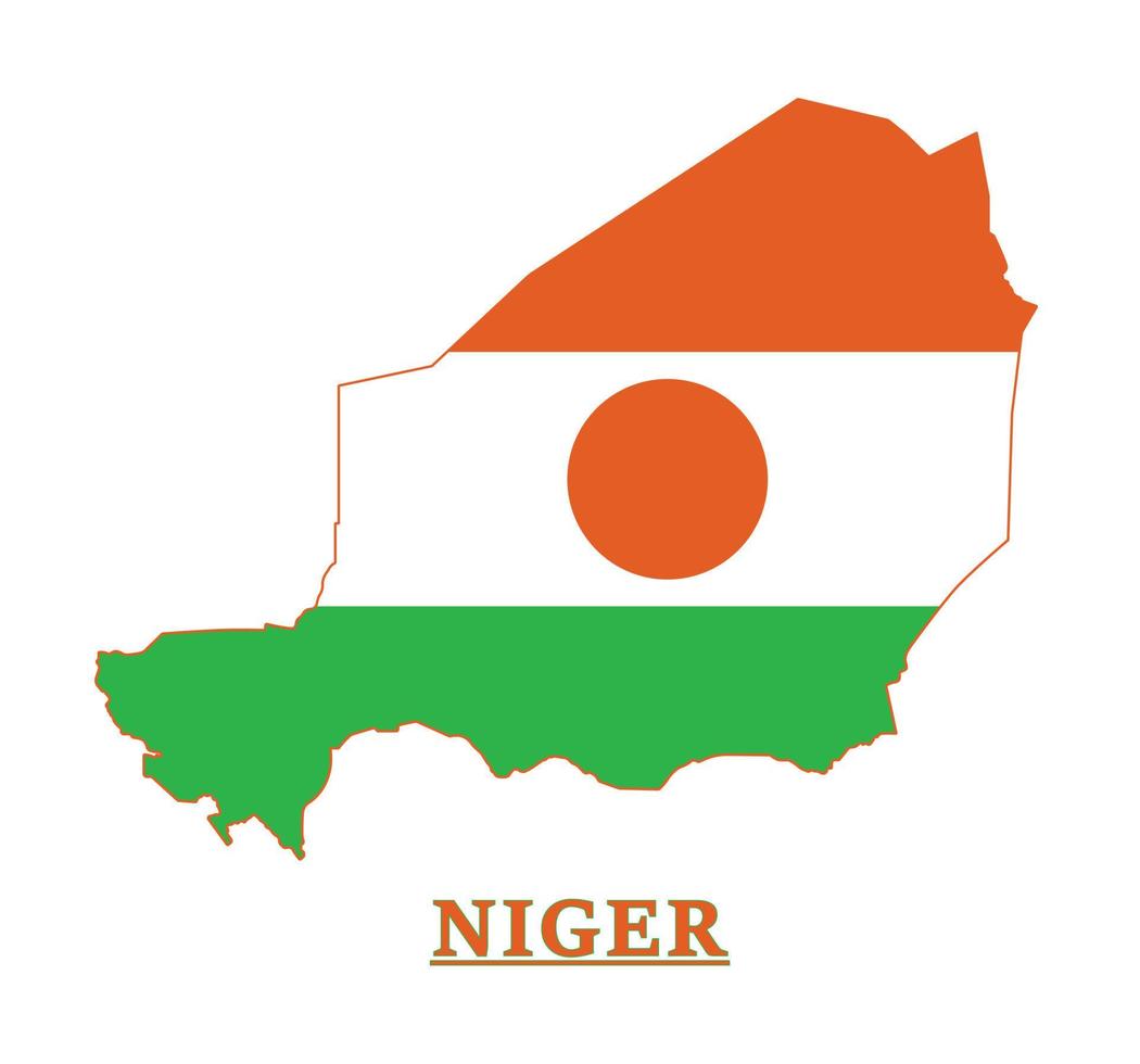 conception de la carte du drapeau national du niger, illustration du drapeau du pays du niger à l'intérieur de la carte vecteur