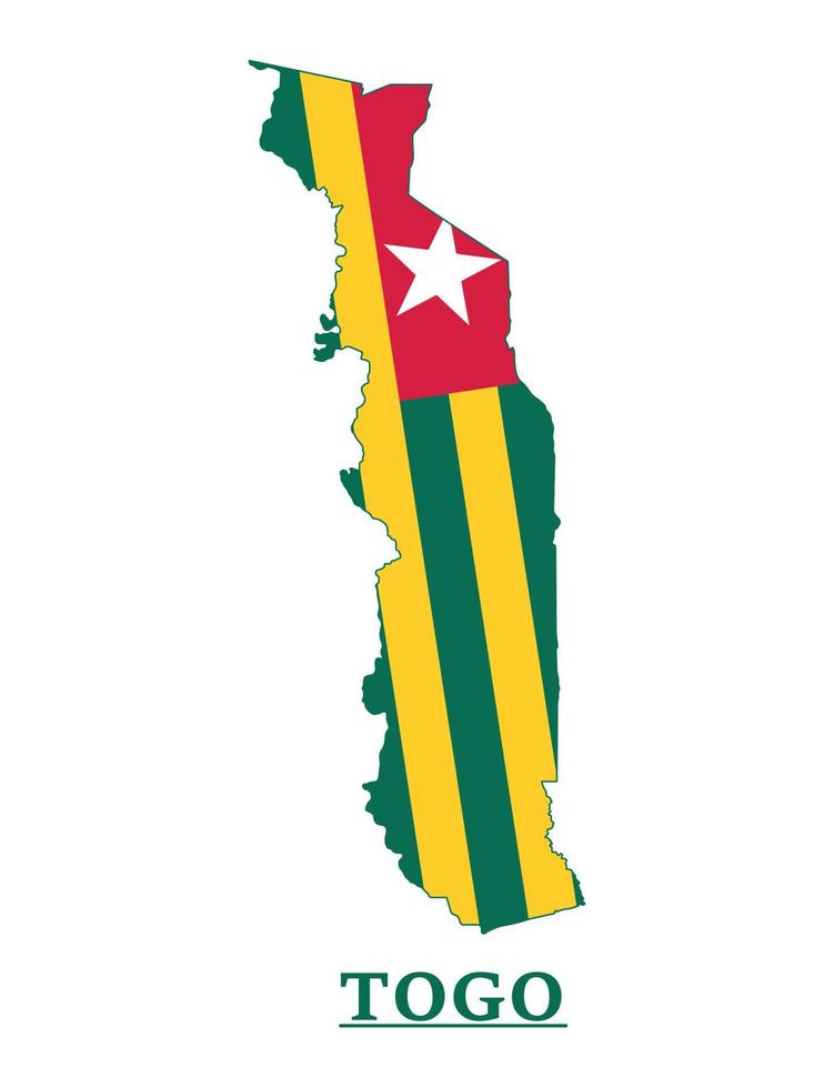 conception de la carte du drapeau national togo, illustration du drapeau du pays togo à l'intérieur de la carte vecteur