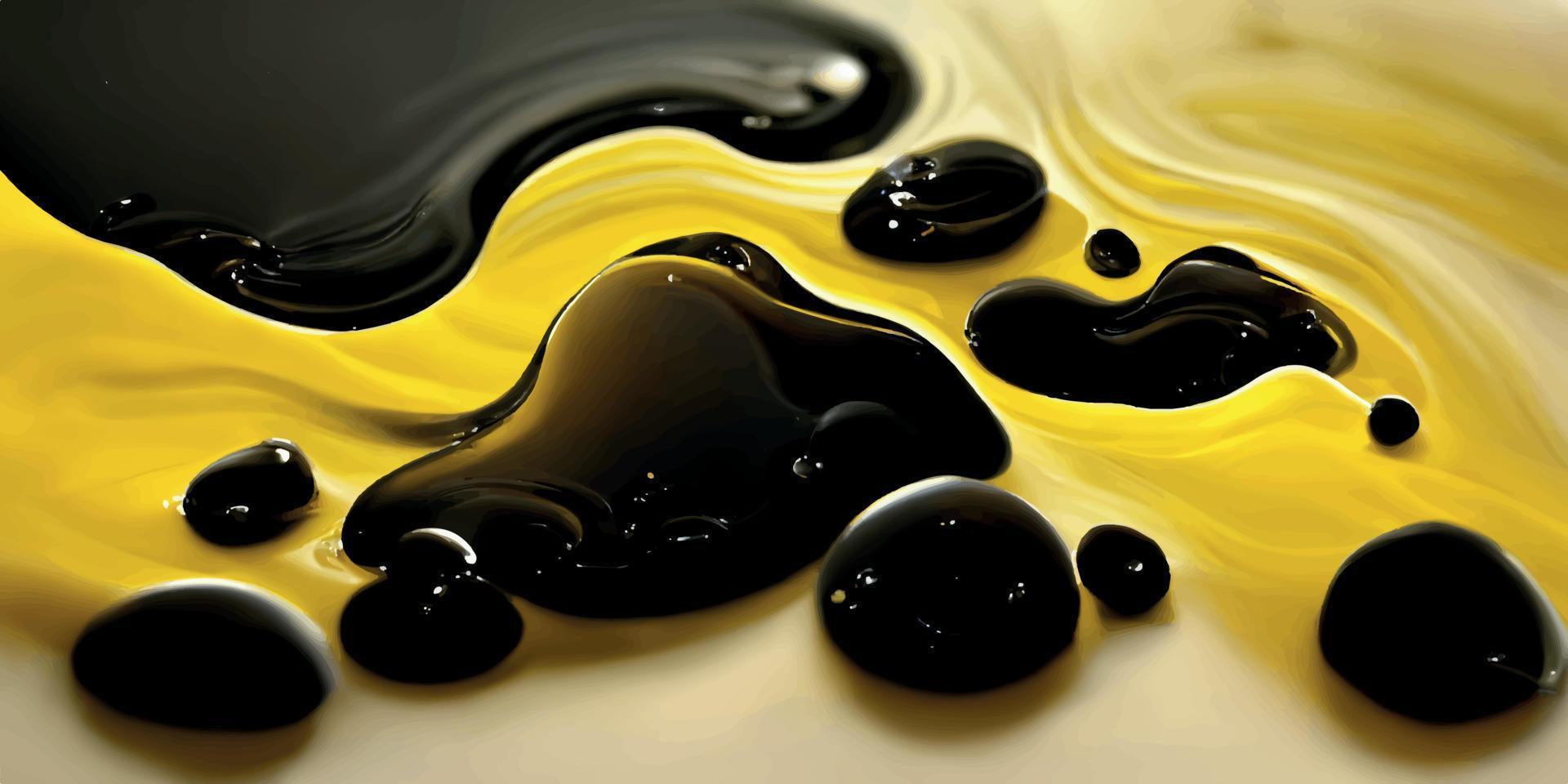 fond liquide noir et jaune vecteur