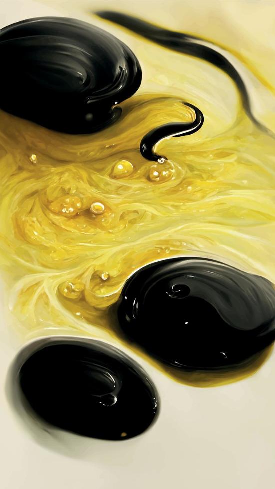 fond liquide noir et jaune vecteur