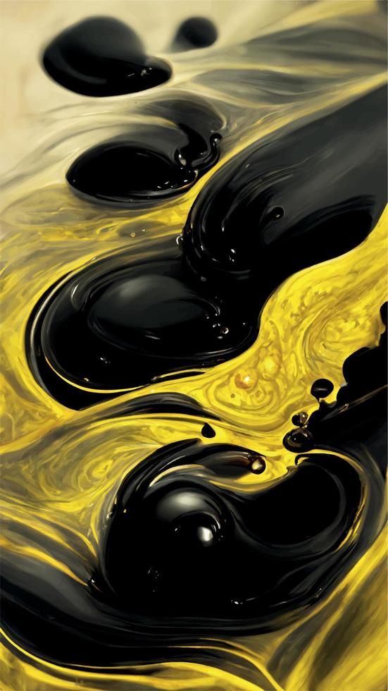 fond liquide noir et jaune vecteur