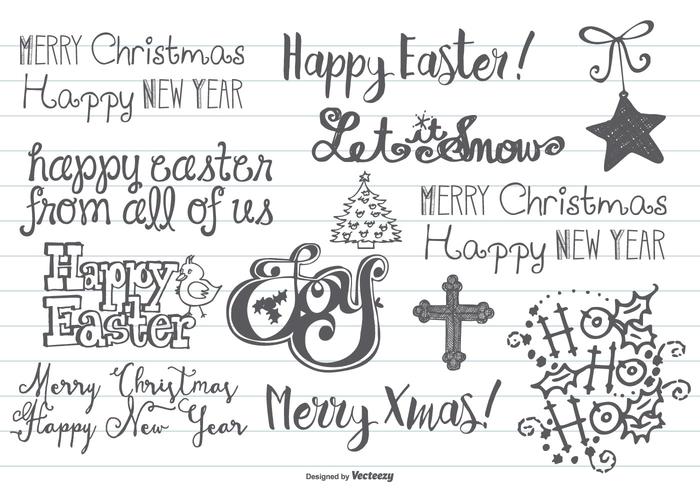 Hand Drawn Christmas & Easter Doodles vecteur