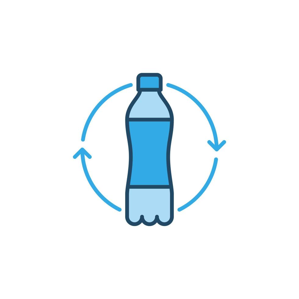 bouteilles en plastique, recyclage, vecteur, concept, bleu, icône vecteur