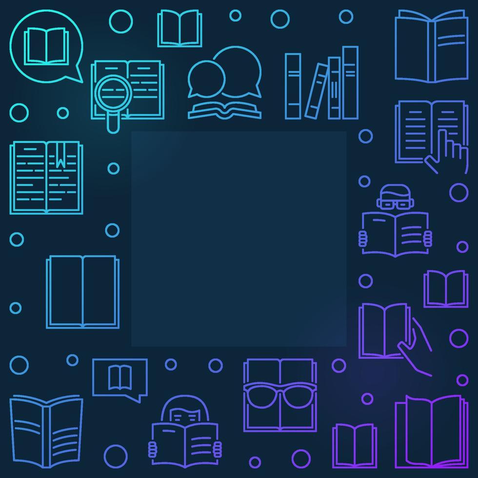 contour de la bibliothèque de livres cadre coloré - illustration vectorielle linéaire vecteur