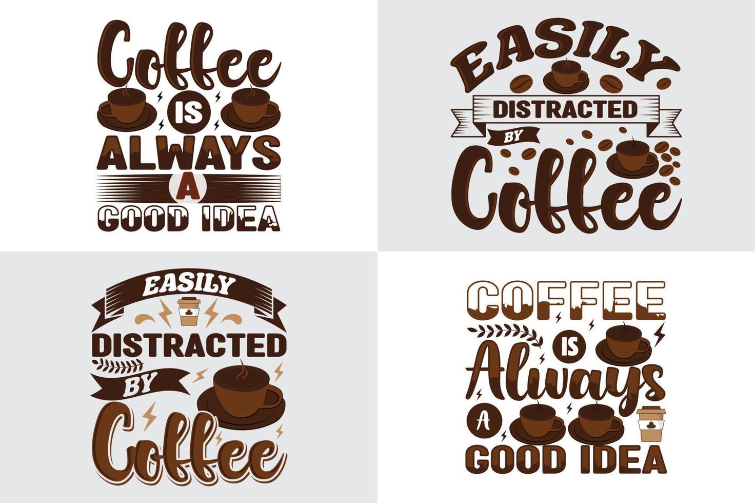 ensemble de conception de t-shirt de café, ensemble de citations de conception de t-shirt de café, ensemble de conception de t-shirt de grains de café vecteur
