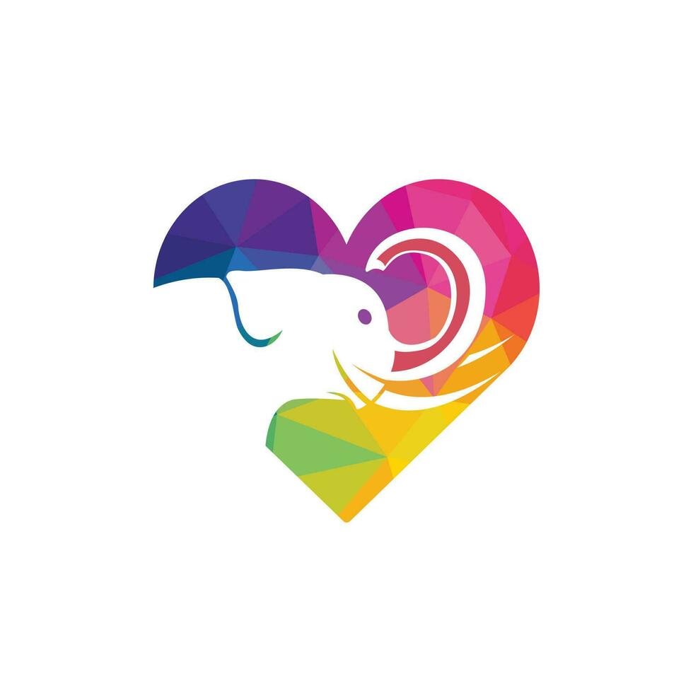 création de logo vectoriel d'amour d'éléphant. création de logo abstrait éléphant créatif.