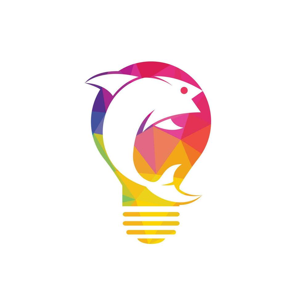 création de logo vectoriel poisson et ampoule. signe simple d'icône de lampe de poisson et d'ampoule. concept d'idée d'entreprise de pêche créative.