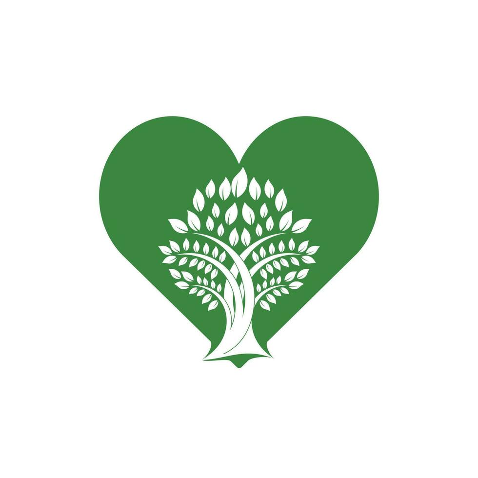 création de logo de coeur d'arbre. modèle de conception de logo de santé et de soins. vecteur