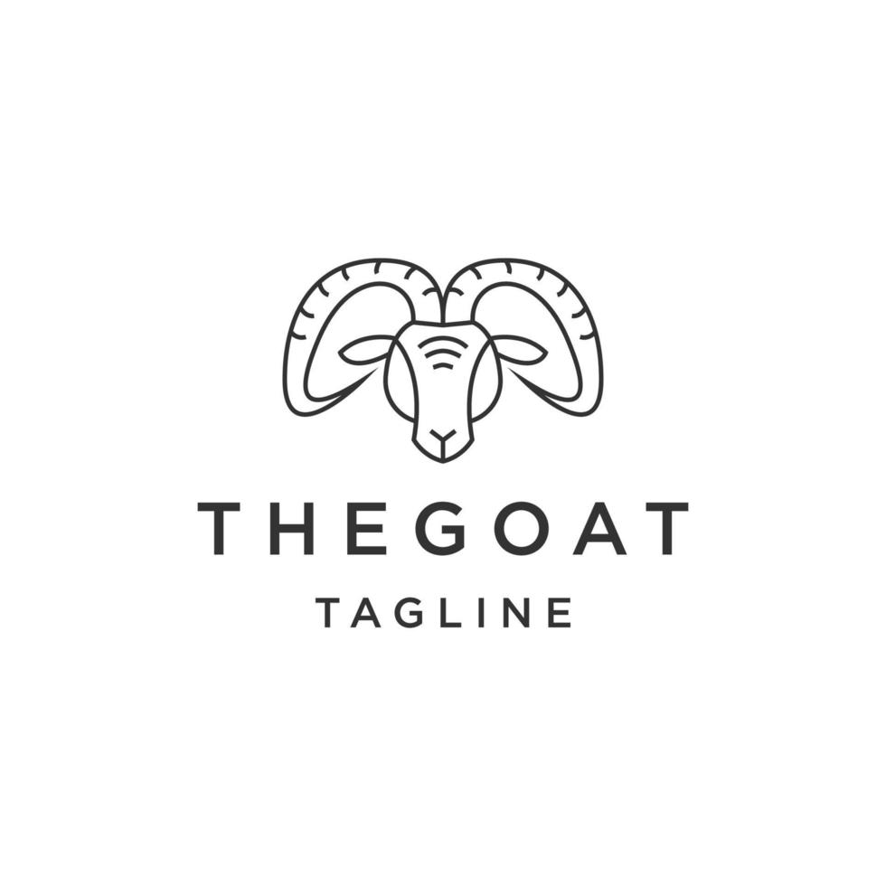 tête de chèvre ligne logo icône modèle de conception vecteur plat