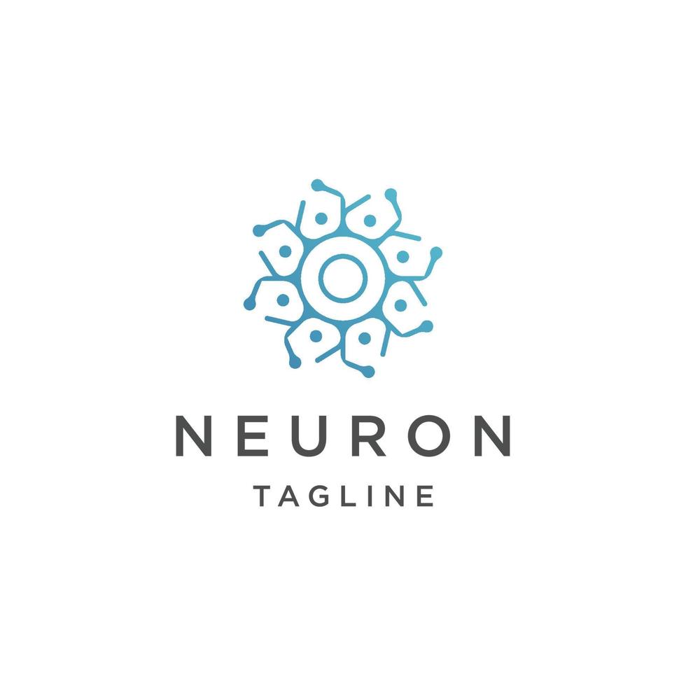 modèle de conception d'icône de logo de neurone vecteur plat