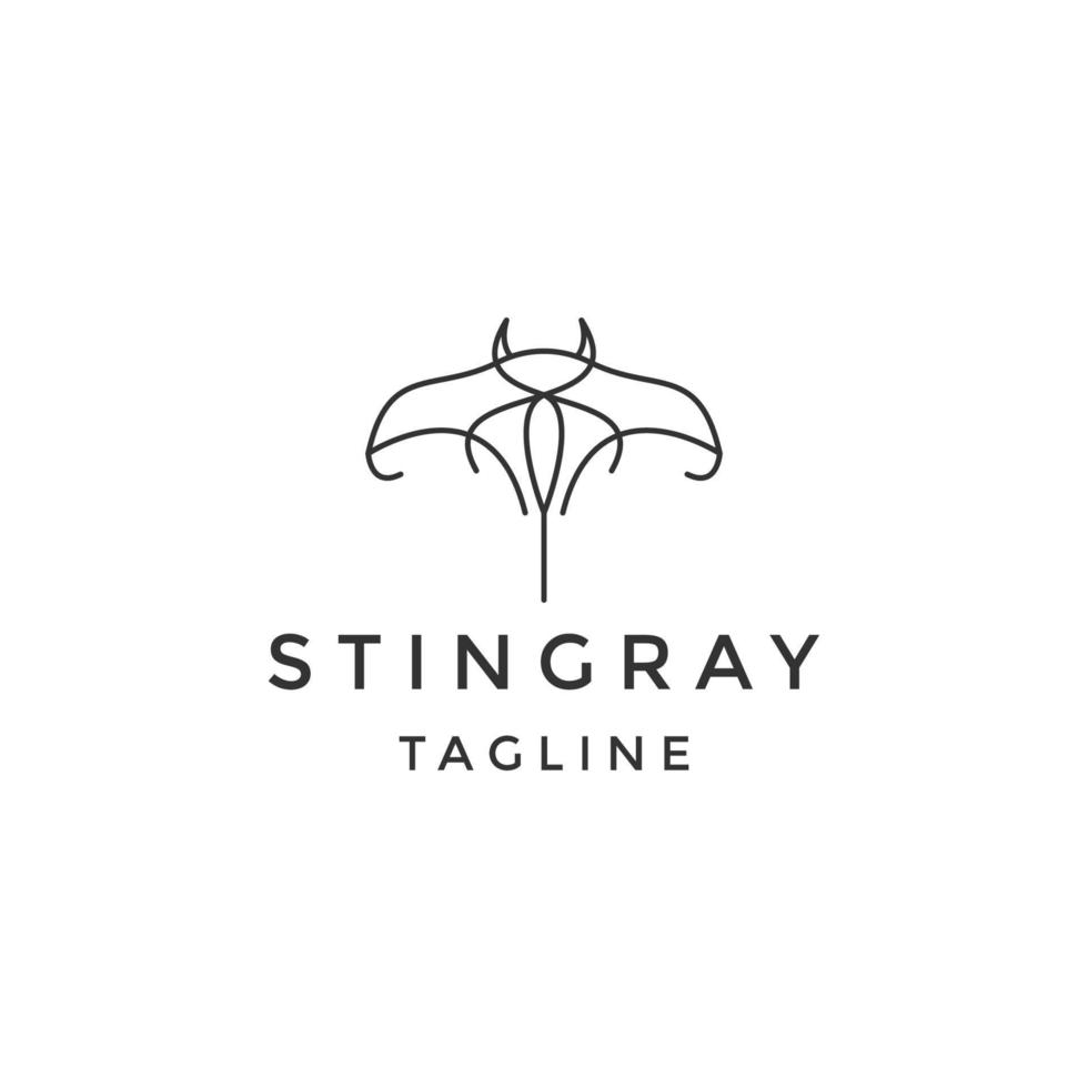 modèle de conception de logo de ligne de poisson stingray vecteur plat