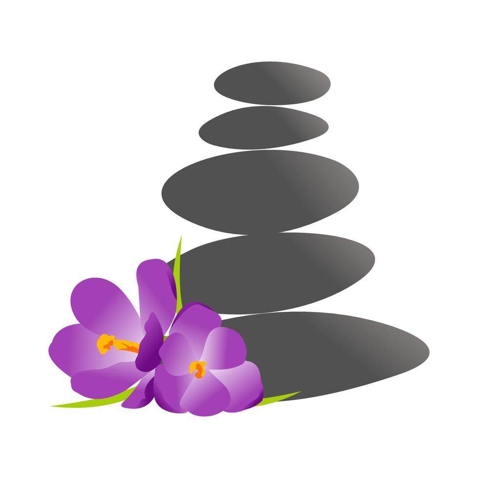 balance rock et logo fleur vecteur