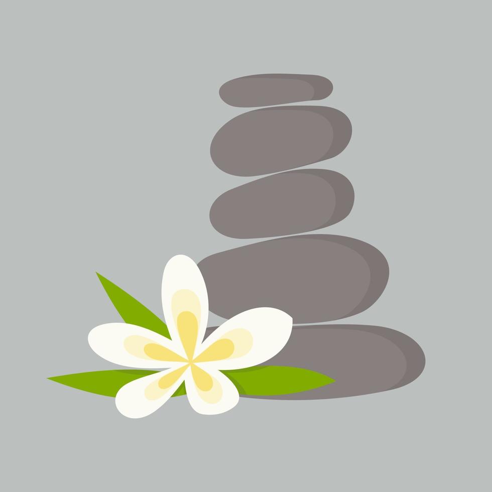 logo équilibre fleur et roche vecteur