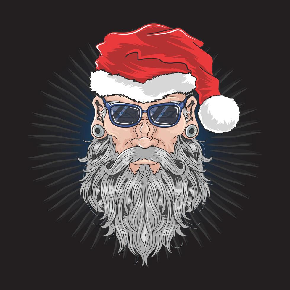 vue de face du père noël portant des lunettes noires vecteur