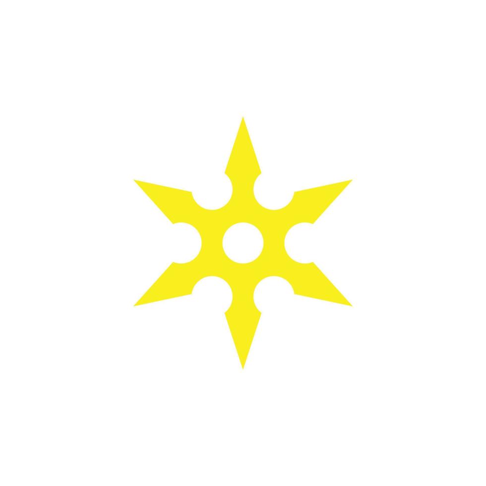 eps10 vecteur jaune ninja shuriken jetant icône abstraite étoile isolée sur fond blanc. symbole de shuriken en métal dans un style moderne et plat simple pour la conception de votre site Web, votre logo et votre application mobile