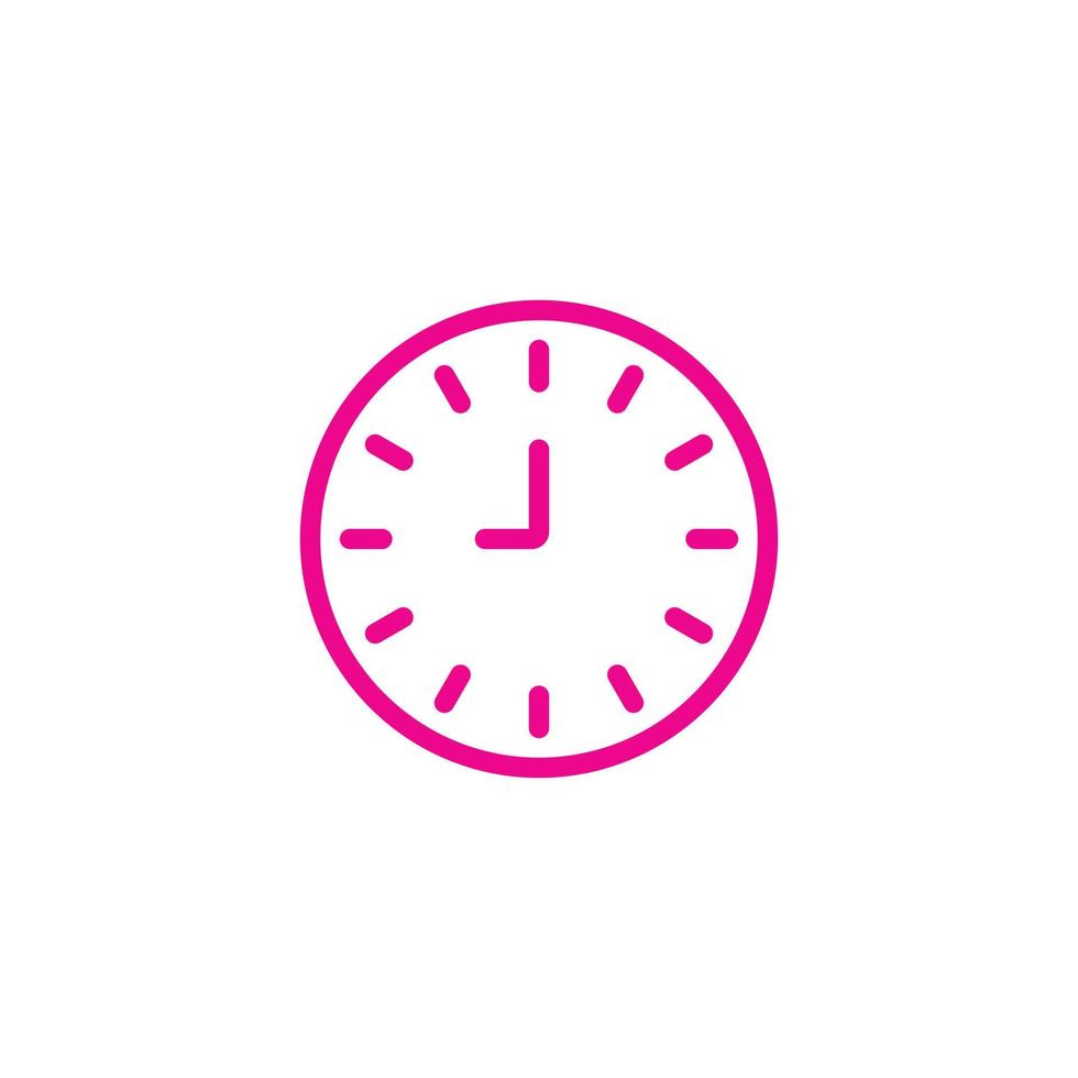 eps10 vecteur rose neuf ou 9 heures icône de ligne abstraite isolée sur fond blanc. symbole de contour d'horloge unique dans un style moderne simple et plat pour la conception de votre site Web, votre logo et votre application mobile