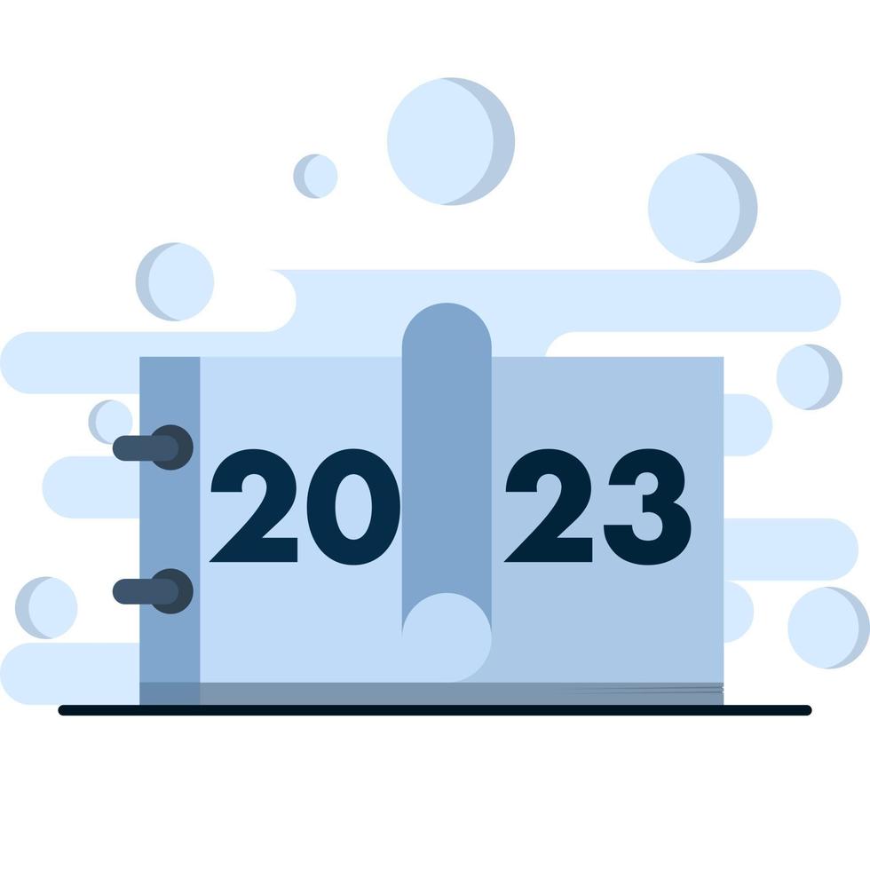 concept du nouvel an. conception de bonne année 2023. couverture de journal d'entreprise pour 2023 avec espoir. illustration du passage de 2022 à 2023. vecteur