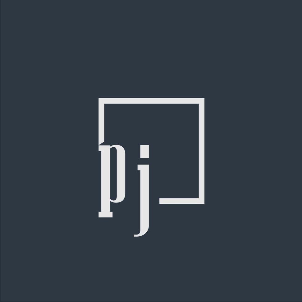 logo monogramme initial pj avec signe de style rectangle vecteur