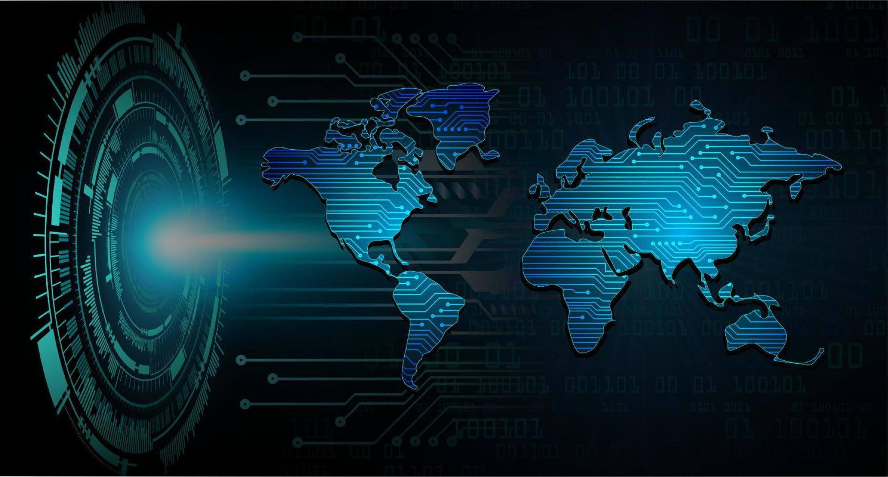 projecteur holographique de carte du monde moderne sur fond de technologie vecteur