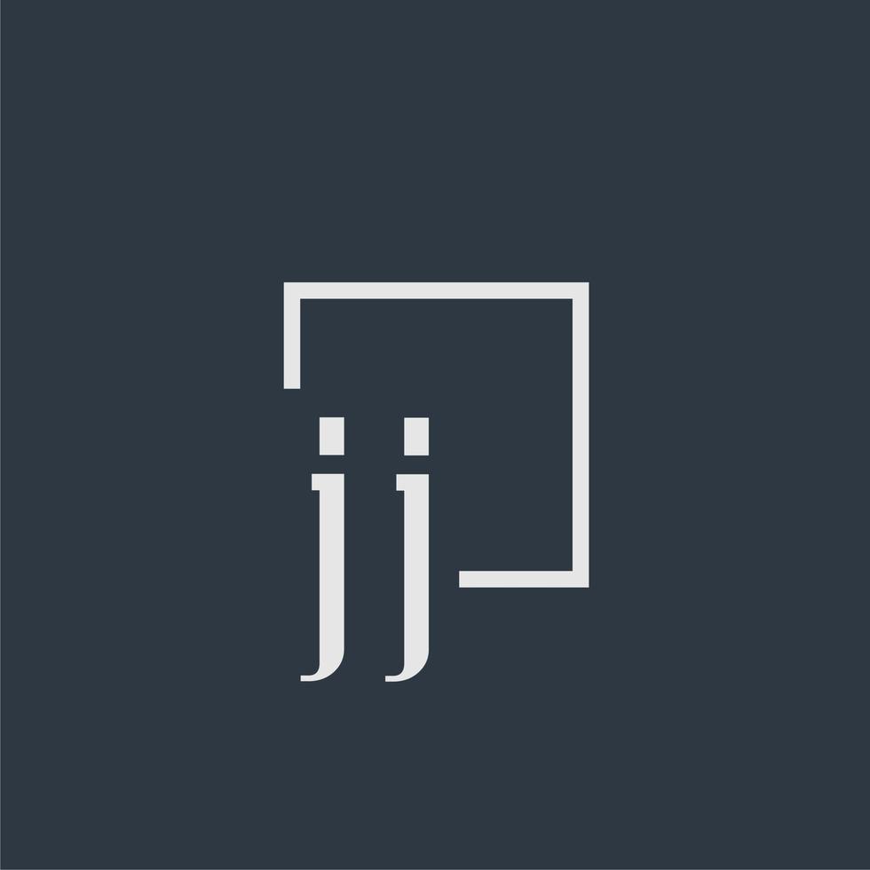 jj logo monogramme initial avec dsign de style rectangle vecteur