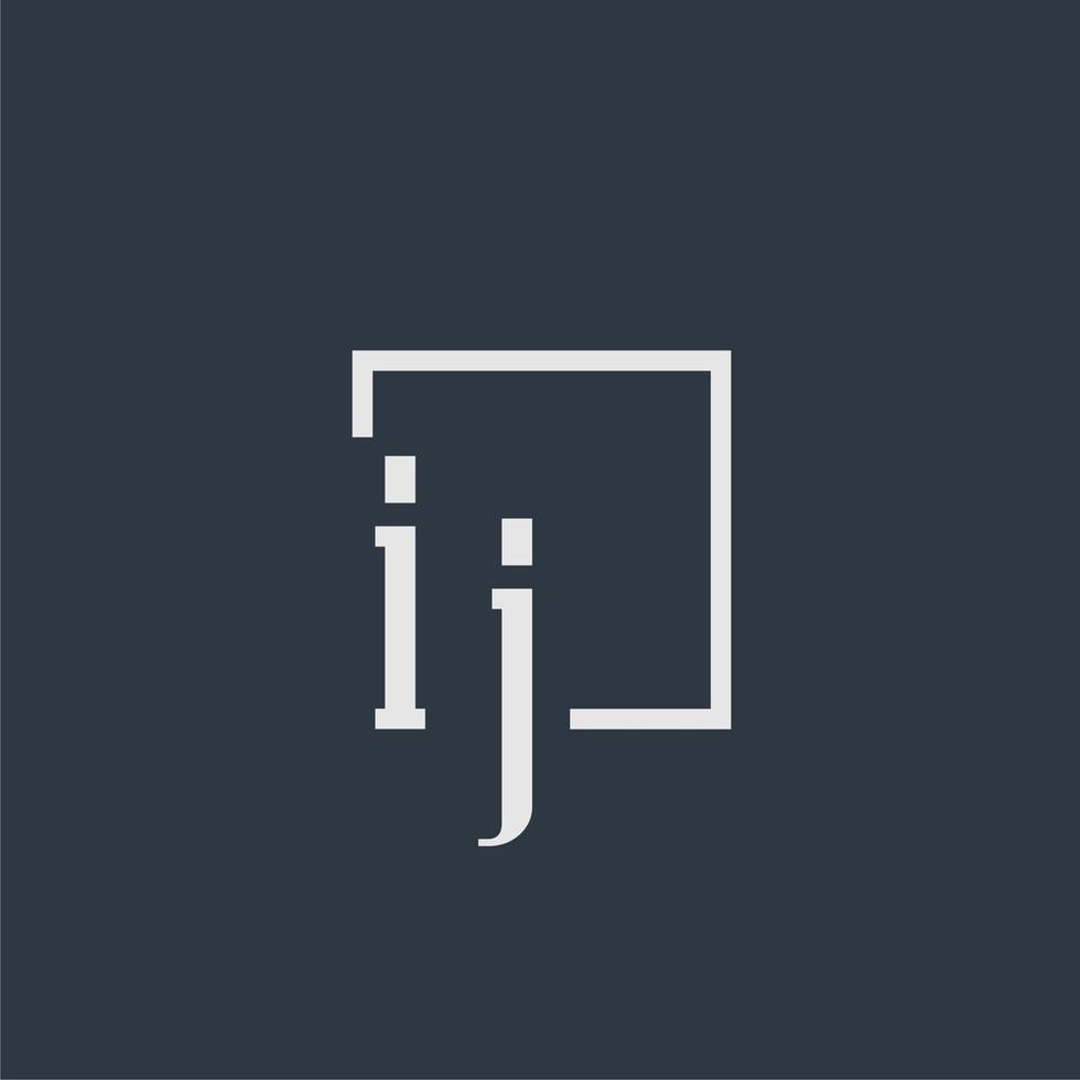 logo monogramme initial ij avec signe de style rectangle vecteur