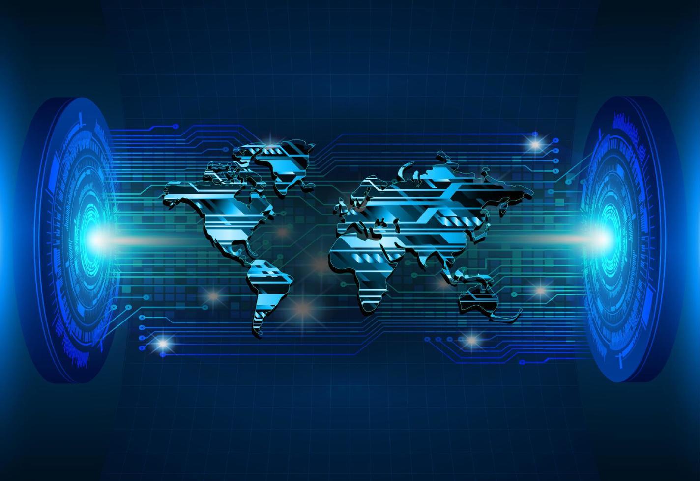 projecteur holographique de carte du monde moderne sur fond de technologie vecteur
