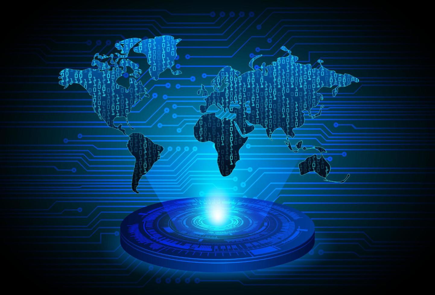 projecteur holographique de carte du monde globe moderne sur fond de technologie vecteur