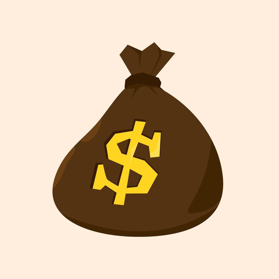icône de sac d'argent stylisé cartoony vecteur