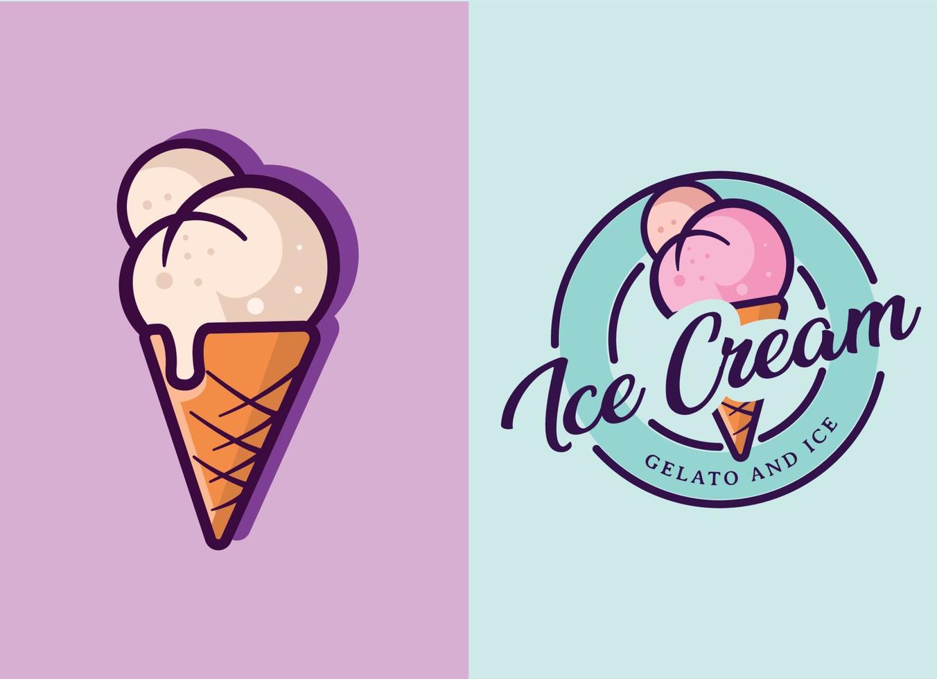 logo crème glacée. emblème de la glace italienne vecteur