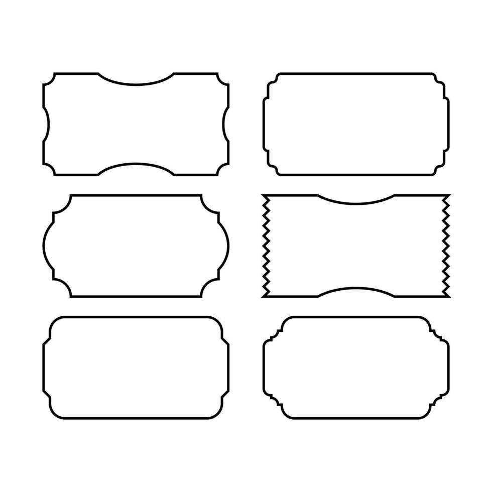 ensemble d'illustration vectorielle de ligne de formes d'étiquette de billet vecteur