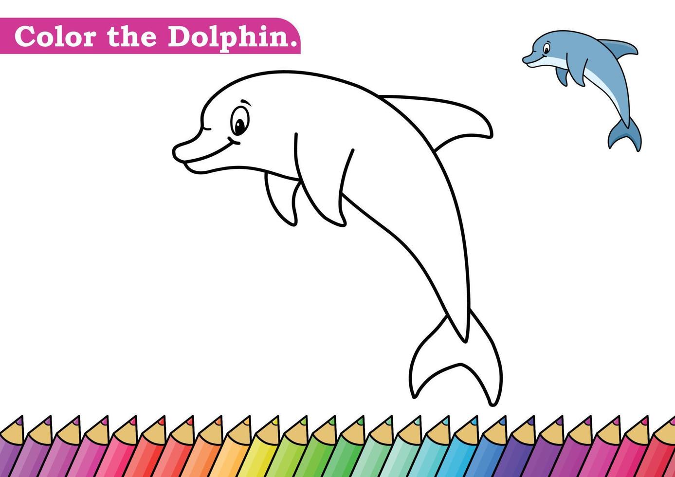 page de coloriage de dauphin. livre de coloriage isolé. pages de couleur pour les enfants. dauphin isolé. vecteur
