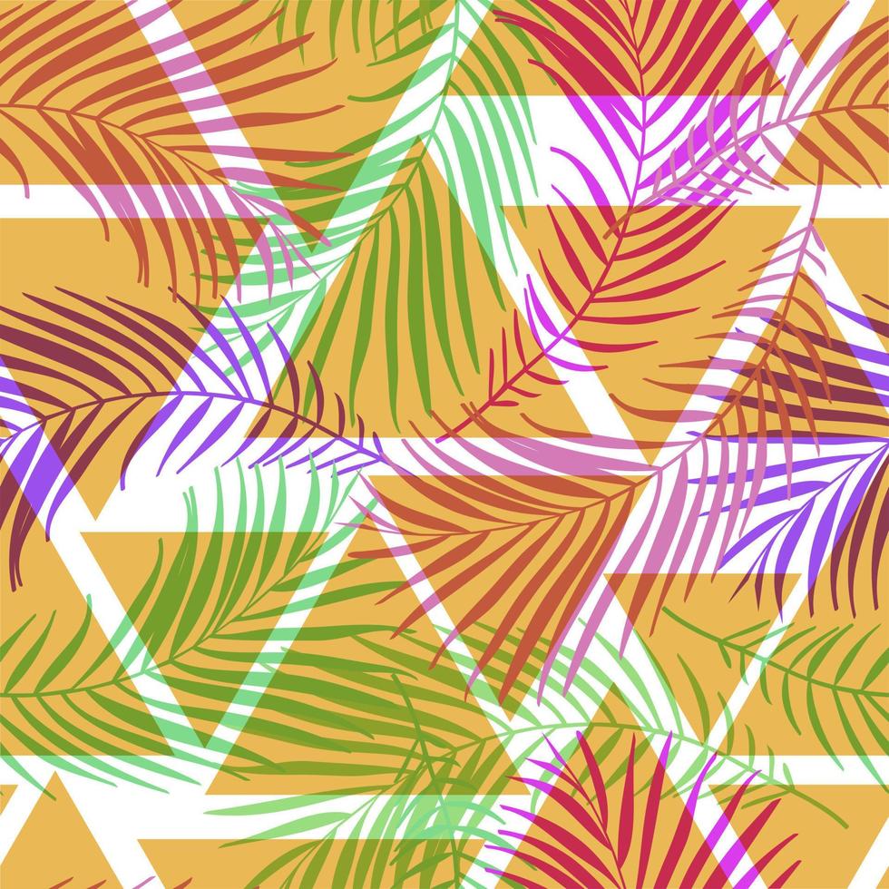 motif floral abstrait sans couture de cocotiers avec forme géométrique de triangle. fond tropical vecteur