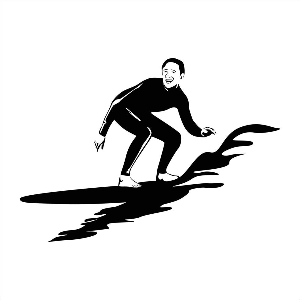 silhouette de surfeur. illustration de sport extrême océanique. vecteur