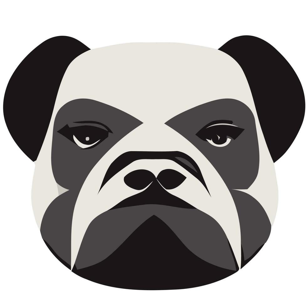 illustration graphique vectoriel du visage de bouledogue noir et blanc isolé