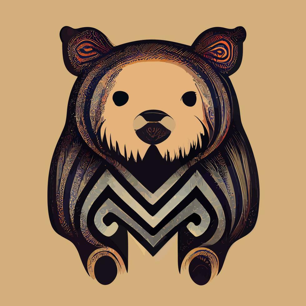 vecteur d'illustration d'ours isolé sur blanc avec un style tribal bon pour le logo ou personnaliser votre conception